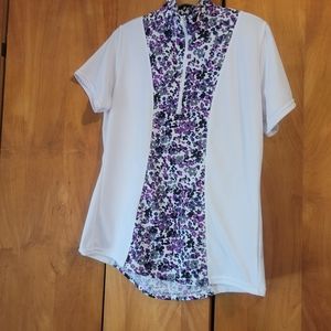 Kerrits floral and white shirt with short zip